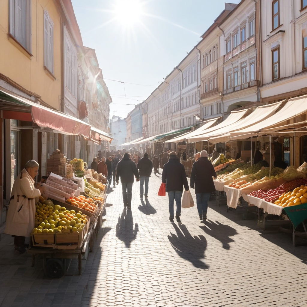 Пазарна улица в Плевен сутрин